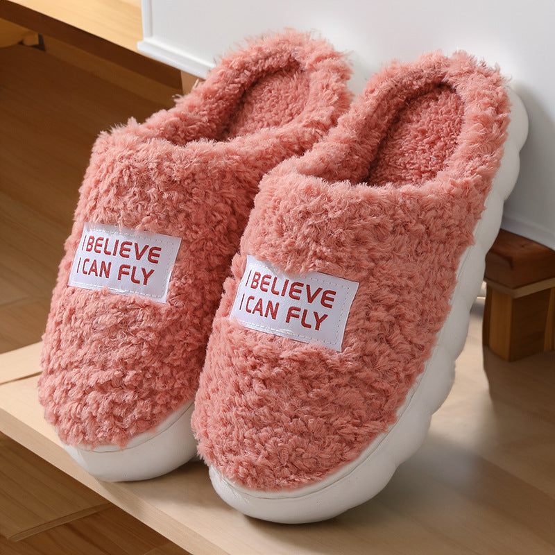Wholesale of Autumn and Winter Plush Cotton Bag Heel Slippers